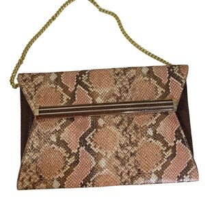 Ivanka Trump Pink and Brown Snakeskin Clutch with Gold Chain